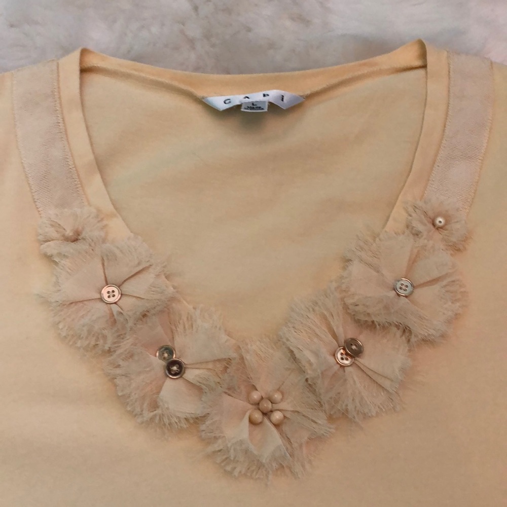 CAbi Embellished 3/4 Sleeve Tee